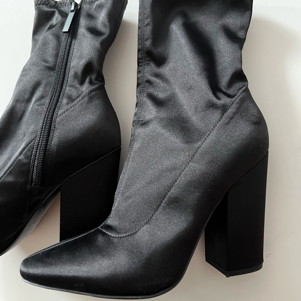 Black Satin Booties